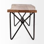 16" Brown and Black Dining Bench with Wood Top and Metal Base 9 16" Brown and Black Dining Bench with Wood Top and Metal Base