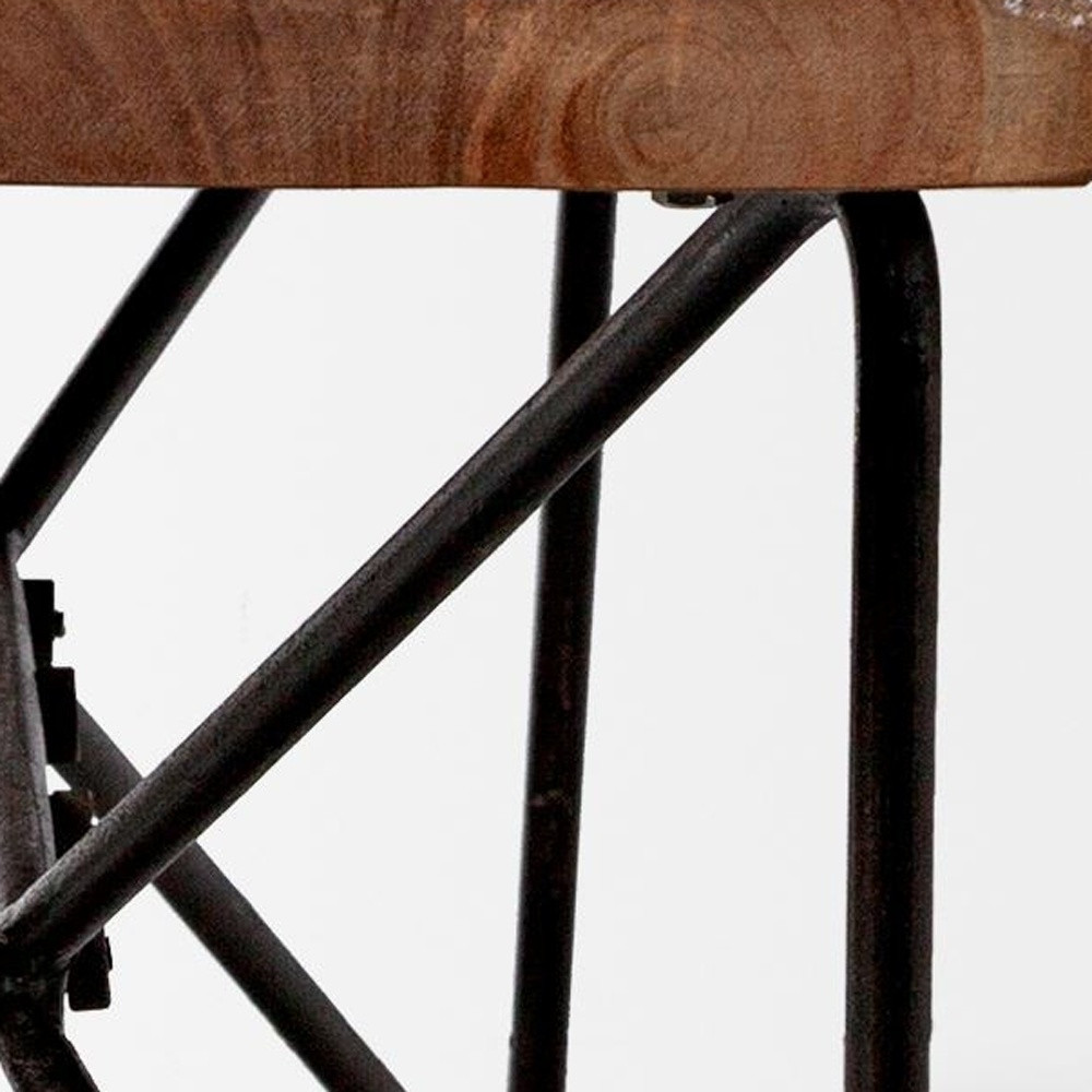16" Brown and Black Dining Bench with Wood Top and Metal Base 5 16" Brown and Black Dining Bench with Wood Top and Metal Base - Image 5
