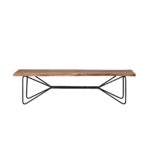 16" Brown and Black Dining Bench with Wood Top and Metal Base 8 16" Brown and Black Dining Bench with Wood Top and Metal Base
