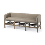 19" Beige and Brown Upholstered Cotton Blend Bench with Arms 9 19" Beige and Brown Upholstered Cotton Blend Bench with Arms