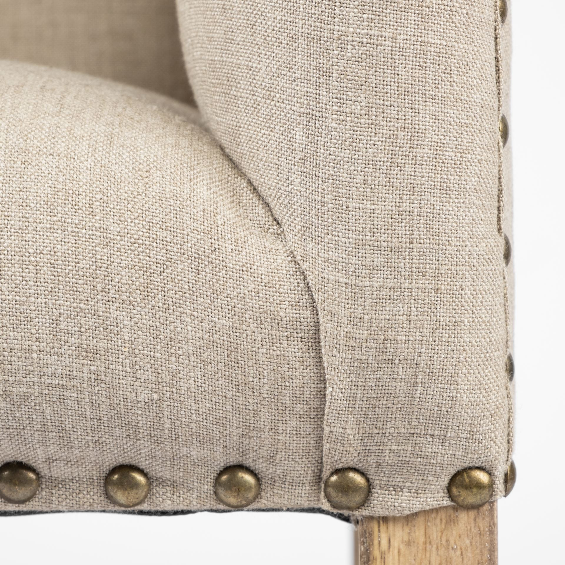 19" Beige and Brown Upholstered Cotton Blend Bench with Arms 6 19" Beige and Brown Upholstered Cotton Blend Bench with Arms - Image 6