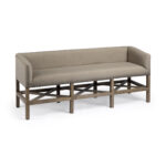 19" Beige and Brown Upholstered Cotton Blend Bench with Arms 13 19" Beige and Brown Upholstered Cotton Blend Bench with Arms