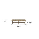 16" Beige and Brown Upholstered Cotton Blend Bench 12 16" Beige and Brown Upholstered Cotton Blend Bench