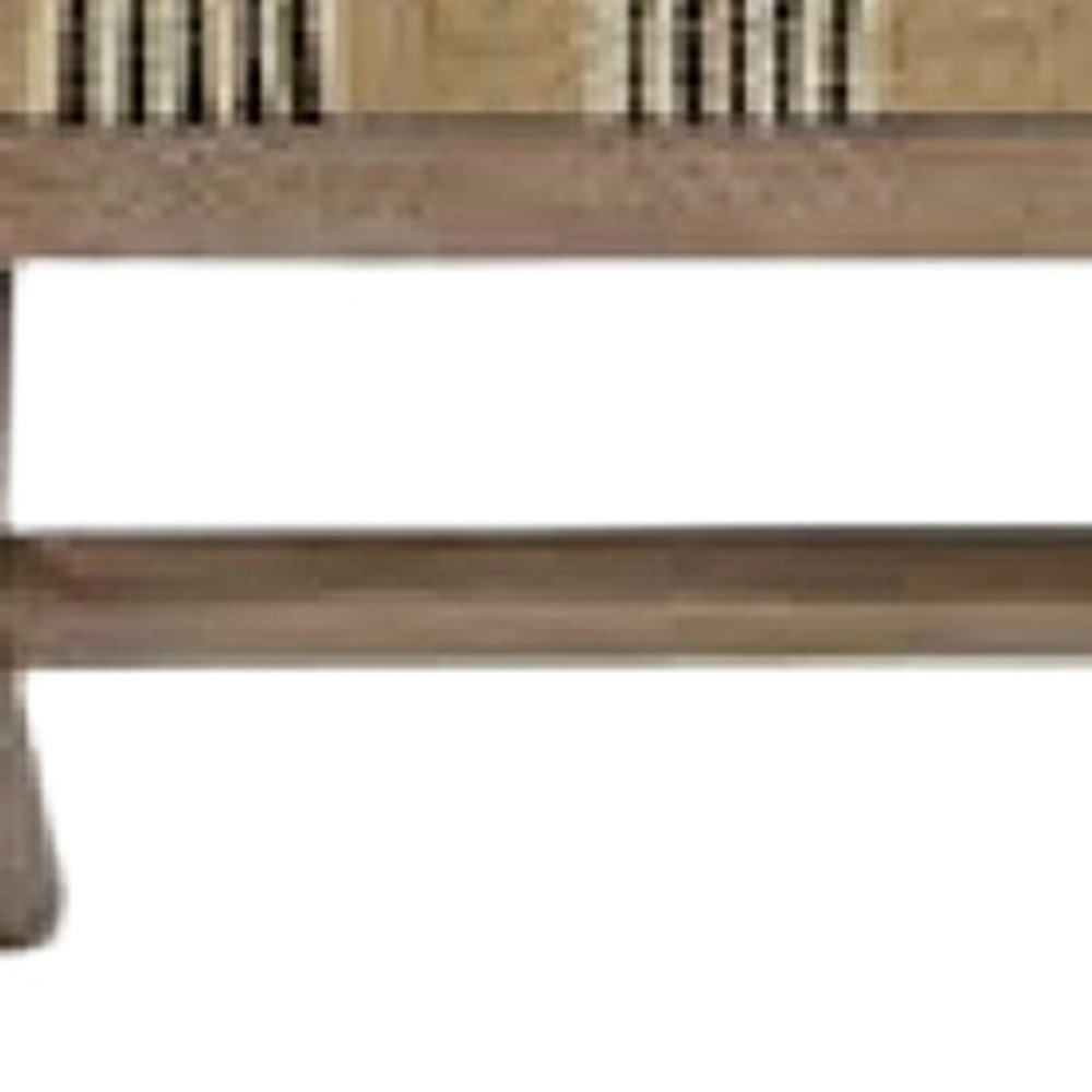 16" Beige and Brown Upholstered Cotton Blend Bench 5 16" Beige and Brown Upholstered Cotton Blend Bench - Image 5
