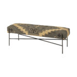 55" Green, Brown, and Black Abstract Upholstered Bench 10 55" Green, Brown, and Black Abstract Upholstered Bench