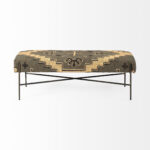 55" Green, Brown, and Black Abstract Upholstered Bench 9 55" Green, Brown, and Black Abstract Upholstered Bench