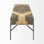55" Green, Brown, and Black Abstract Upholstered Bench 11 55" Green, Brown, and Black Abstract Upholstered Bench