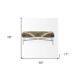 55" Green, Brown, and Black Abstract Upholstered Bench 14 55" Green, Brown, and Black Abstract Upholstered Bench