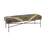 55" Green, Brown, and Black Abstract Upholstered Bench 12 55" Green, Brown, and Black Abstract Upholstered Bench