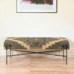 55" Green, Brown, and Black Abstract Upholstered Bench 8 55" Green, Brown, and Black Abstract Upholstered Bench