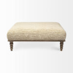 42" Cream and Brown Upholstered Cotton Blend Bench 7 42" Cream and Brown Upholstered Cotton Blend Bench