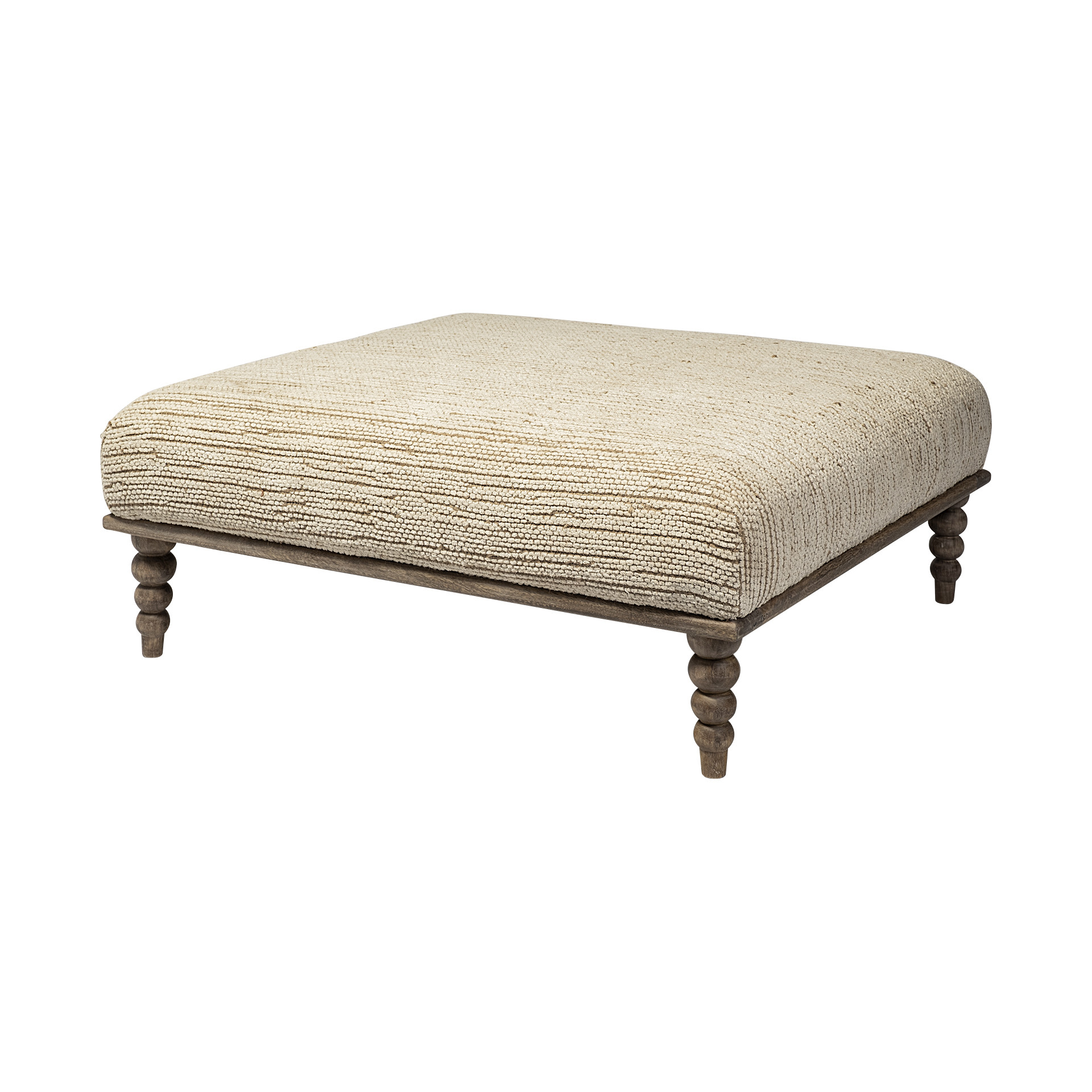 42" Cream and Brown Upholstered Cotton Blend Bench 3 42" Cream and Brown Upholstered Cotton Blend Bench - Image 3