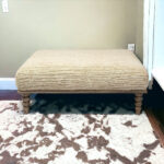 42" Cream and Brown Upholstered Cotton Blend Bench 8 42" Cream and Brown Upholstered Cotton Blend Bench