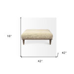 42" Cream and Brown Upholstered Cotton Blend Bench 12 42" Cream and Brown Upholstered Cotton Blend Bench