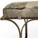 55" Gray Upholstered Bench with Antiqued Brass Metal Base 8 55" Gray Upholstered Bench with Antiqued Brass Metal Base
