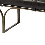 16" Black and Antiqued Brass Genuine Leather Upholstered Bench 14 16" Black and Antiqued Brass Genuine Leather Upholstered Bench