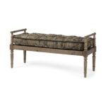 57" Beige And Brown Upholstered Cotton Blend Entryway Bench 7 57" Beige And Brown Upholstered Cotton Blend Entryway Bench