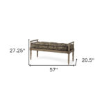 57" Beige And Brown Upholstered Cotton Blend Entryway Bench 10 57" Beige And Brown Upholstered Cotton Blend Entryway Bench