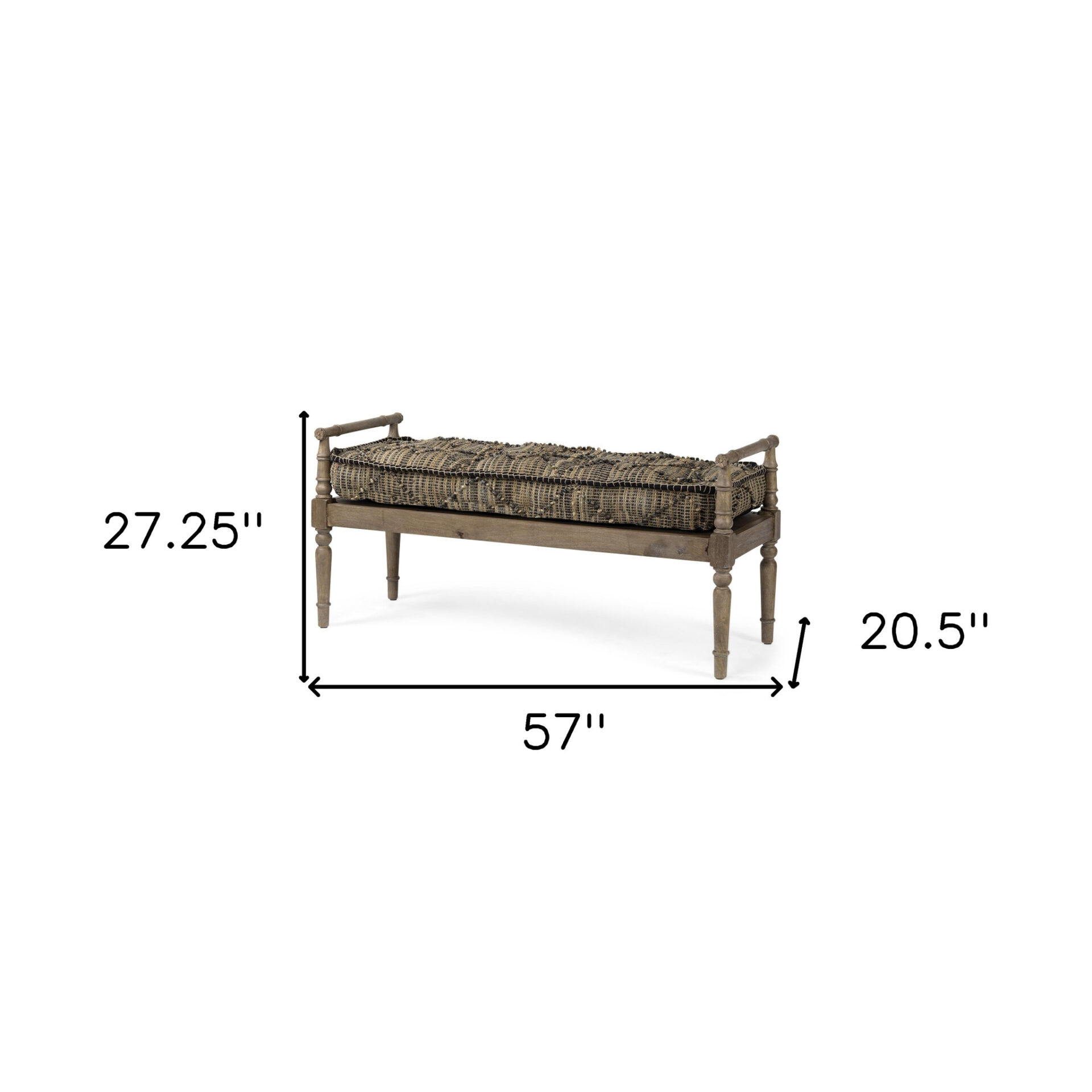 57" Beige And Brown Upholstered Cotton Blend Entryway Bench 5 57" Beige And Brown Upholstered Cotton Blend Entryway Bench - Image 5