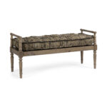 57" Beige And Brown Upholstered Cotton Blend Entryway Bench 8 57" Beige And Brown Upholstered Cotton Blend Entryway Bench