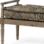 57" Beige And Brown Upholstered Cotton Blend Entryway Bench 9 57" Beige And Brown Upholstered Cotton Blend Entryway Bench