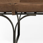 55" Brown Leather Upholstery Bench with Black Metal Base 14 55" Brown Leather Upholstery Bench with Black Metal Base