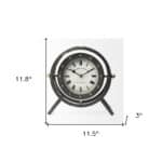 Rugged Metal Round Desk Clock With Rivet Detail Frame