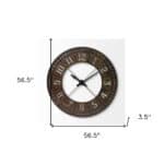 Industrial Round Metal Wall Clock in Rustic Brown Finish