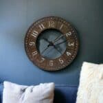 Industrial Round Metal Wall Clock in Rustic Brown Finish