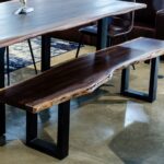 79" Distressed Brown Solid Wood Dining Bench with Black Frame 13 79" Distressed Brown Solid Wood Dining Bench with Black Frame