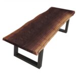 79" Distressed Brown Solid Wood Dining Bench with Black Frame 10 79" Distressed Brown Solid Wood Dining Bench with Black Frame
