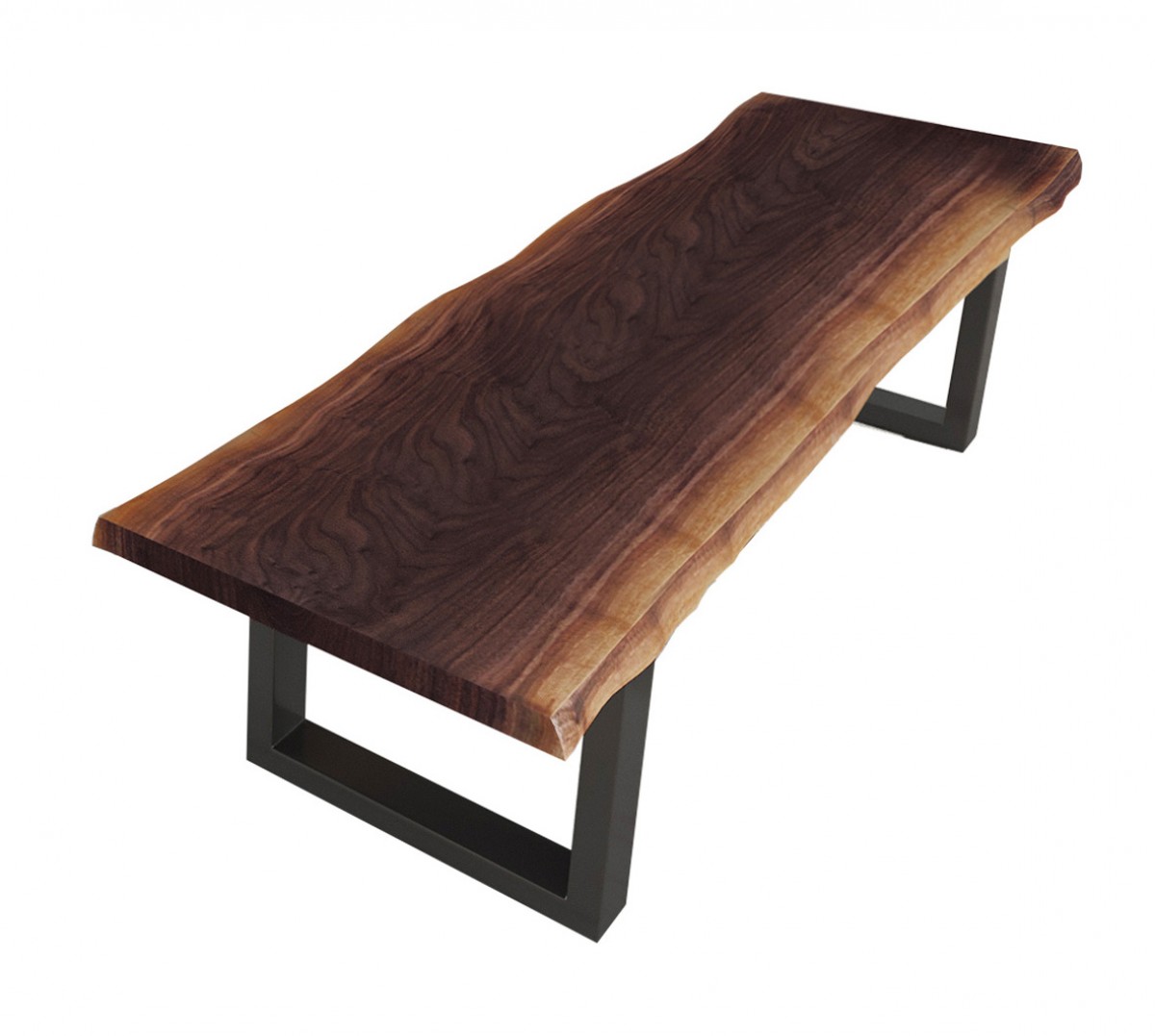79" Distressed Brown Solid Wood Dining Bench with Black Frame 3 79" Distressed Brown Solid Wood Dining Bench with Black Frame - Image 3