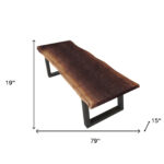 79" Distressed Brown Solid Wood Dining Bench with Black Frame 14 79" Distressed Brown Solid Wood Dining Bench with Black Frame