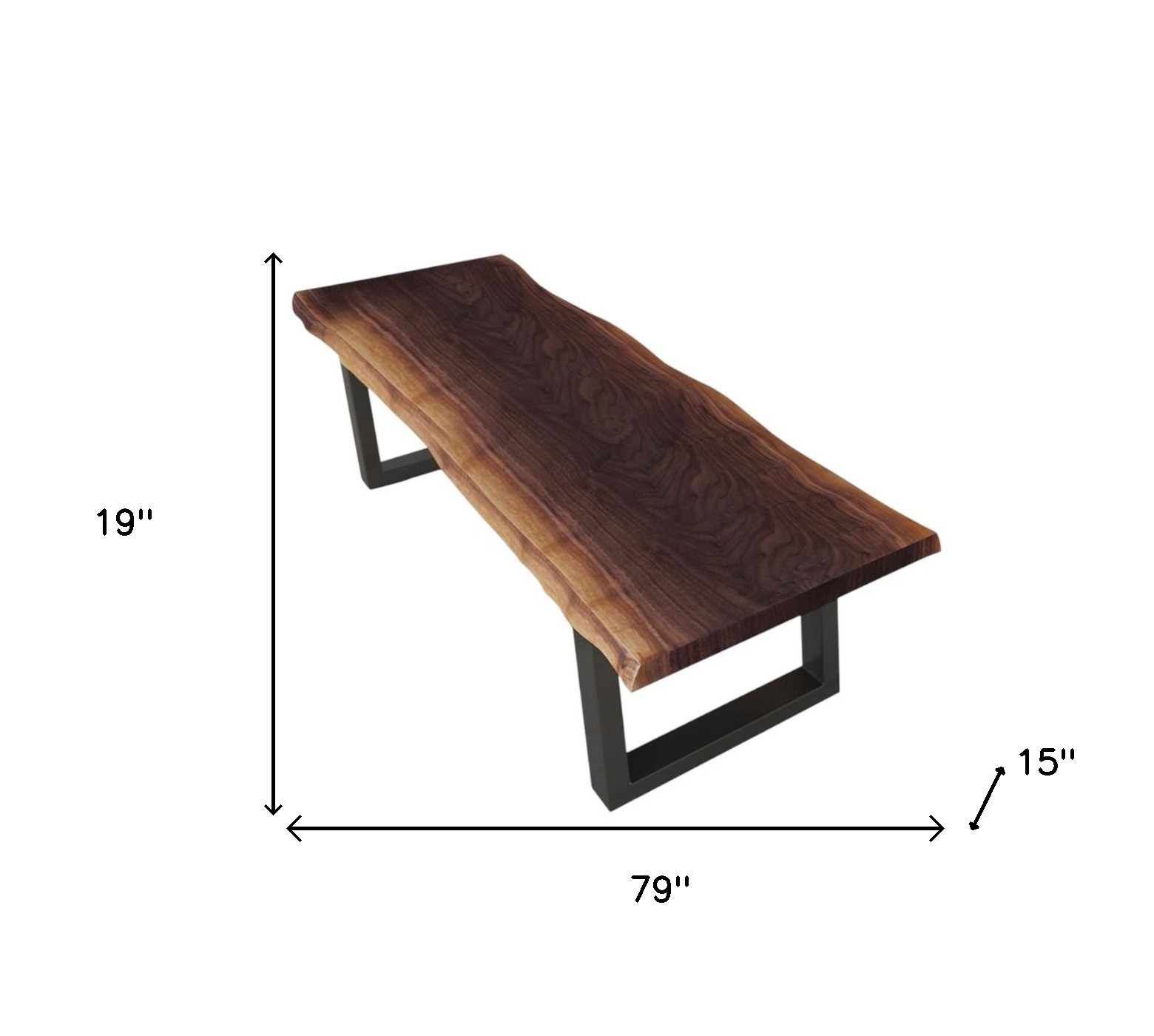 79" Distressed Brown Solid Wood Dining Bench with Black Frame 7 79" Distressed Brown Solid Wood Dining Bench with Black Frame - Image 7