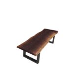 79" Distressed Brown Solid Wood Dining Bench with Black Frame 11 79" Distressed Brown Solid Wood Dining Bench with Black Frame