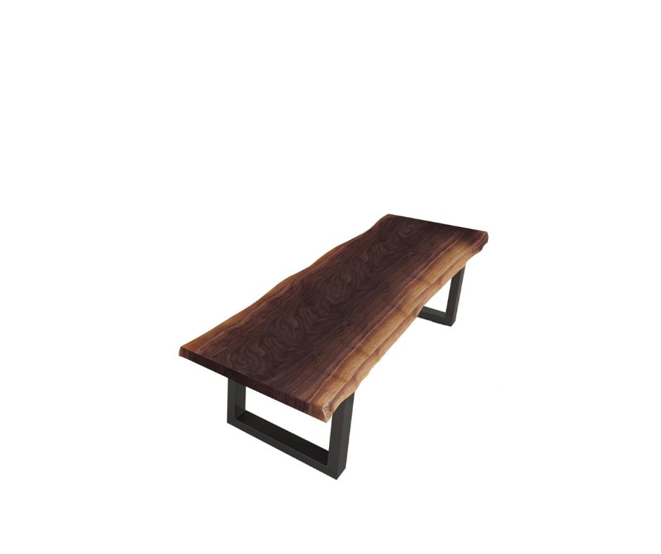 79" Distressed Brown Solid Wood Dining Bench with Black Frame 4 79" Distressed Brown Solid Wood Dining Bench with Black Frame - Image 4