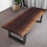 79" Distressed Brown Solid Wood Dining Bench with Black Frame 9 79" Distressed Brown Solid Wood Dining Bench with Black Frame