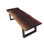 79" Distressed Brown Solid Wood Dining Bench with Black Frame 8 79" Distressed Brown Solid Wood Dining Bench with Black Frame