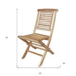 23" Natural Teak Wood Armless Outdoor Dining Chair