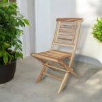 23" Natural Teak Wood Armless Outdoor Dining Chair