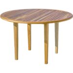 48" Natural Solid Wood Round Outdoor Dining Table