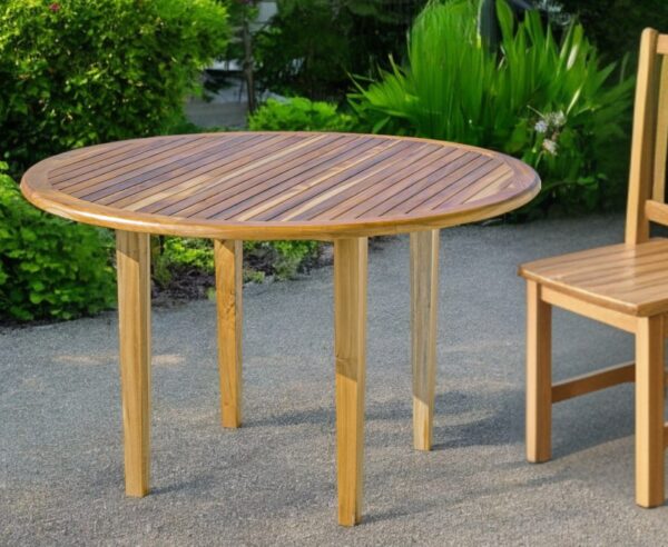 48" Natural Solid Wood Round Outdoor Dining Table