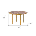 48" Natural Solid Wood Round Outdoor Dining Table