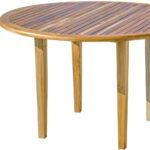 48" Natural Solid Wood Round Outdoor Dining Table