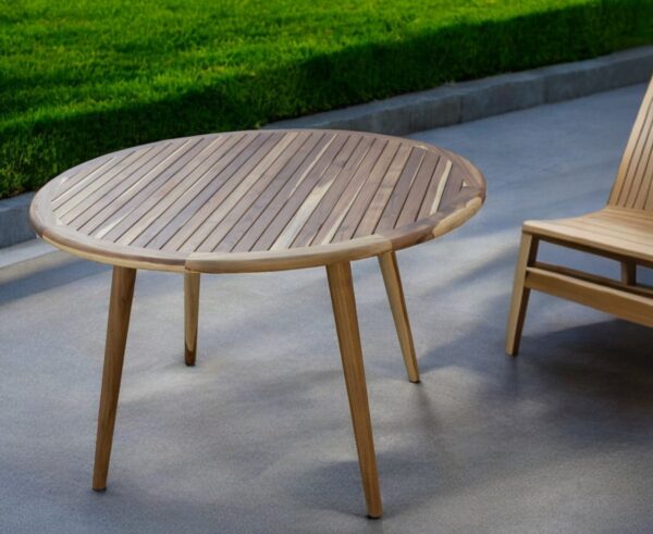 36" Natural Solid Wood Round Outdoor Dining Table
