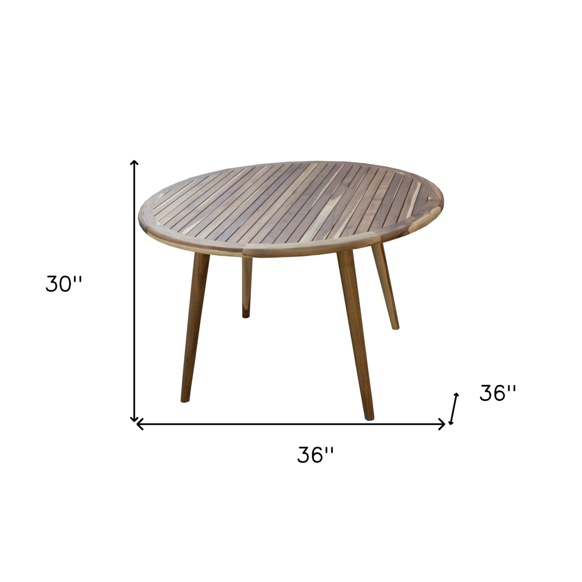 36" Natural Solid Wood Round Outdoor Dining Table 4 36" Natural Solid Wood Round Outdoor Dining Table - Image 4