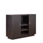 Espresso Wood Wine and Stemware Cabinet with Storage Racks