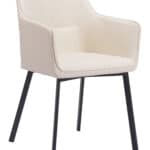 Beige Water-Resistant Dining Chair with Steel Frame (Set of 2)