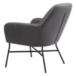 Modern Gray Vinyl Accent Chair with Steel Frame and Armrest Support