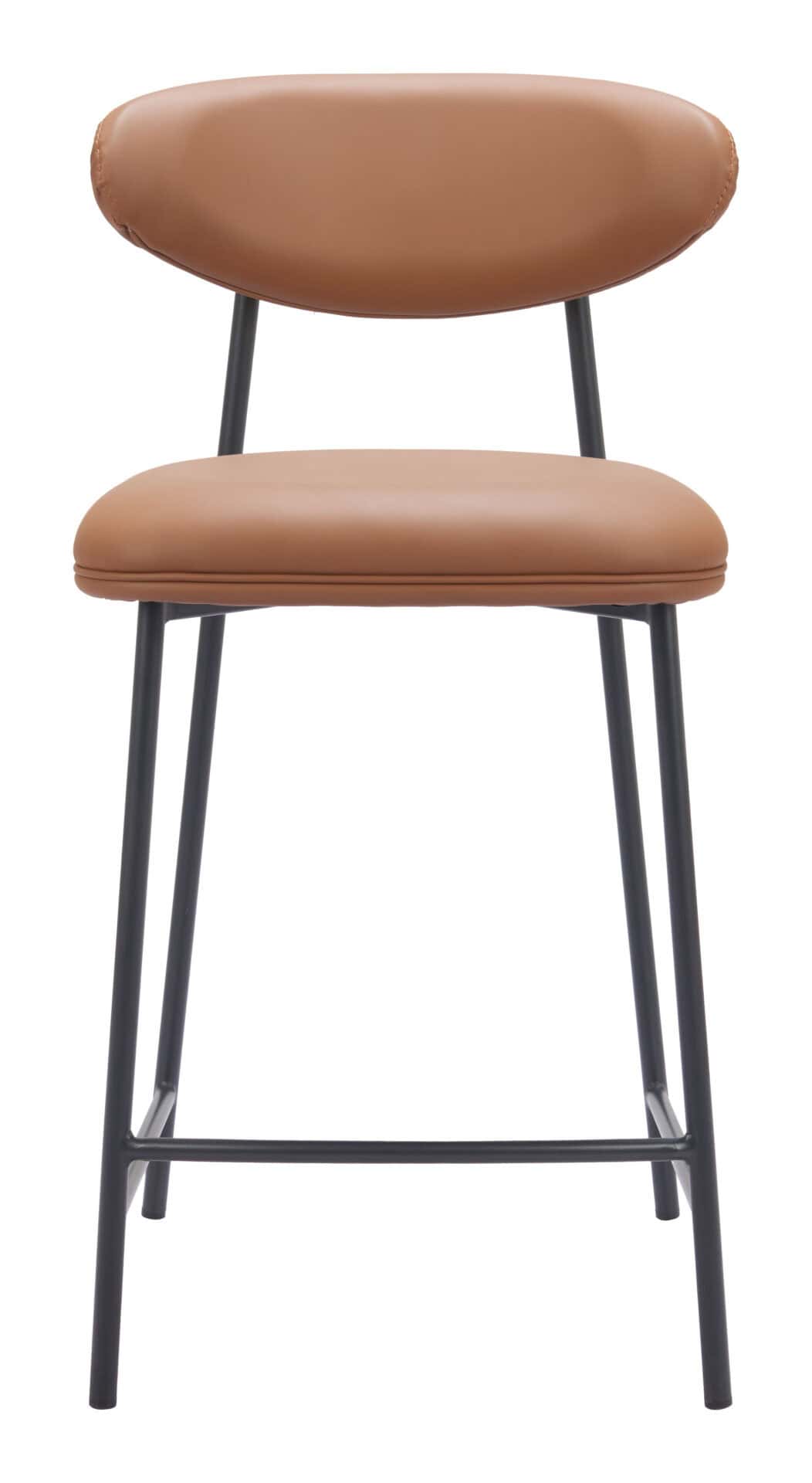 Brown Faux Leather Counter Stool with Steel Frame (Set of 2) 3 Brown Faux Leather Counter Stool with Steel Frame (Set of 2) - Image 3